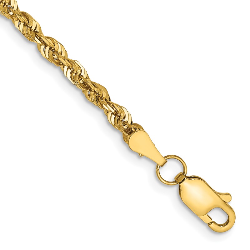14K 8 inch 2.75mm Ultra Diamond-cut Rope with Lobster Clasp Chain