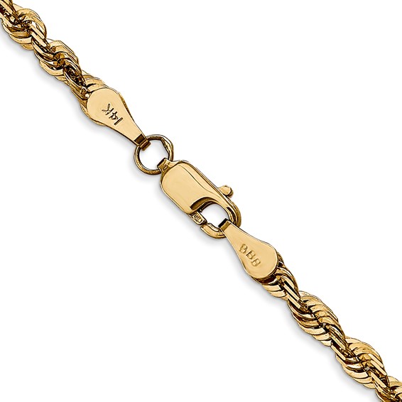 14K 4mm Ultra Diamond-cut Rope with Lobster Clasp Chain (per inch)