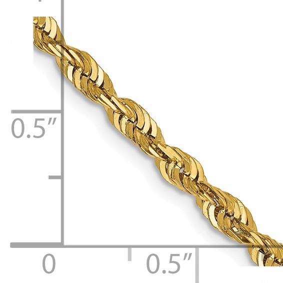 14K 4mm Ultra Diamond-cut Rope with Lobster Clasp Chain (per inch)