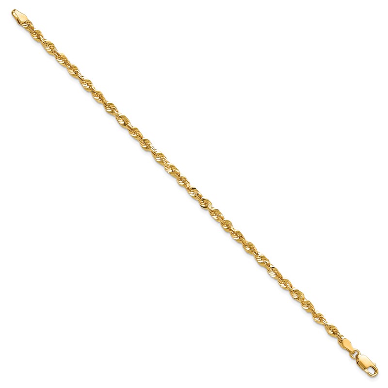 14K 8 inch 4mm Ultra Diamond-cut Rope with Lobster Clasp Chain