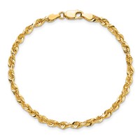 14K 4mm Yellow Gold Ultra Diamond-cut Rope Chain with Lobster Clasp, 7" view 5
