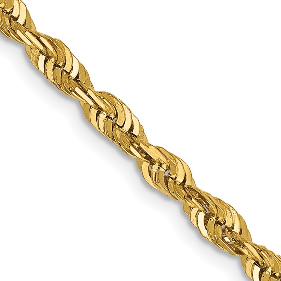 14K 4mm Ultra Diamond-cut Rope with Lobster Clasp Chain (per inch)