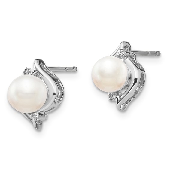 SS Pearl & Diamond Earrings