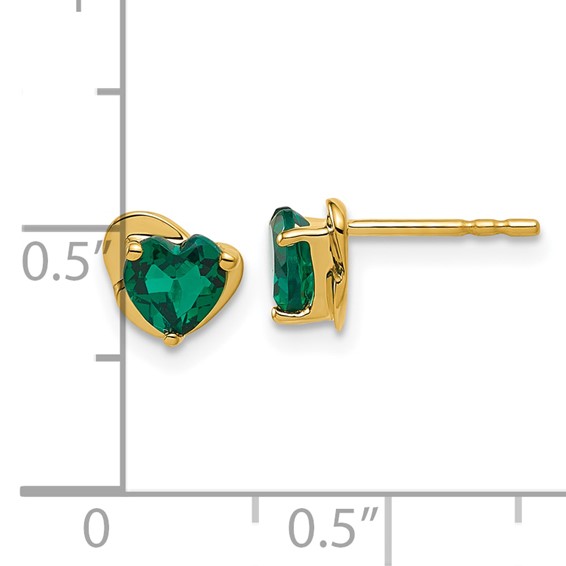 10ky Cr. Emerald Heart Post Earrings 2-5X5 HS