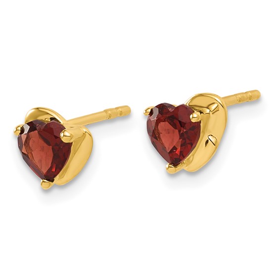 10ky Garnet Heart Post Earrings 2-5X5 HS