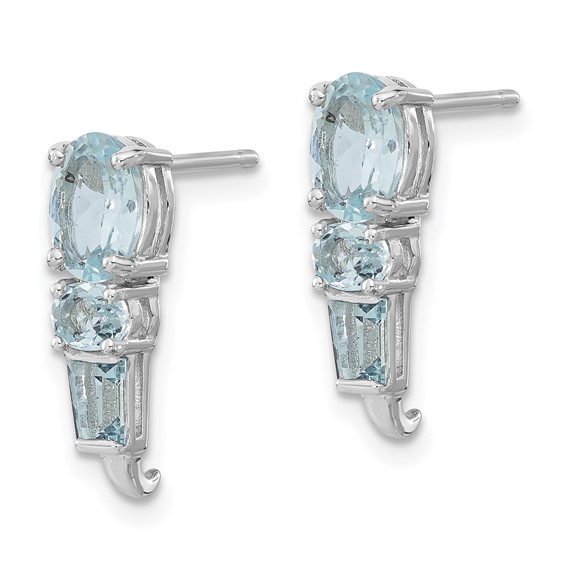 Sterling Silver Polished Aquamarine Post Dangle Earrings