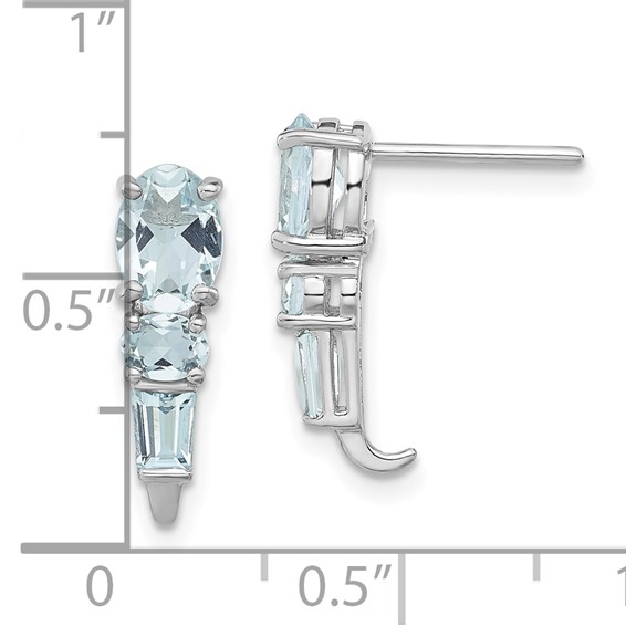 Sterling Silver Polished Aquamarine Post Dangle Earrings