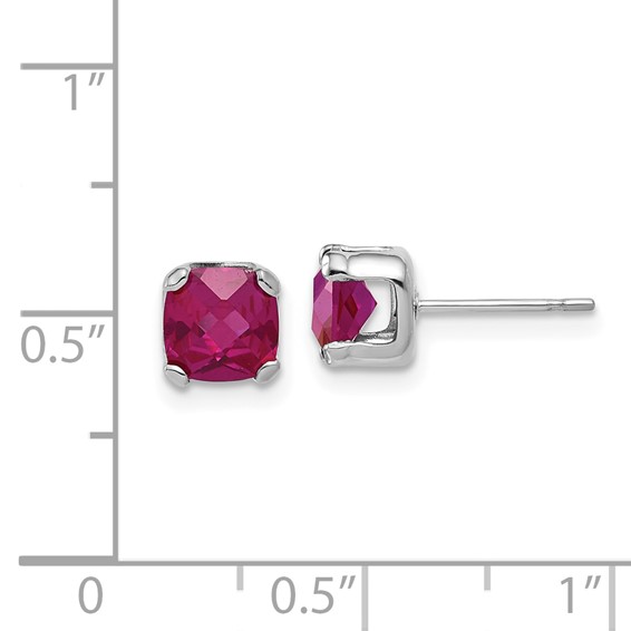 Sterling Silver 6MM Created Ruby Earrings