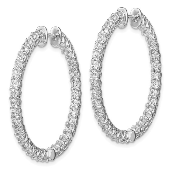 Sterling Silver Rhodium-plated Diamonore CZ In/Out Round Hoop Earrings