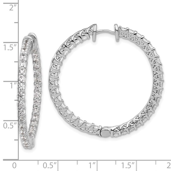 Sterling Silver Rhodium-plated Diamonore CZ In/Out Round Hoop Earrings