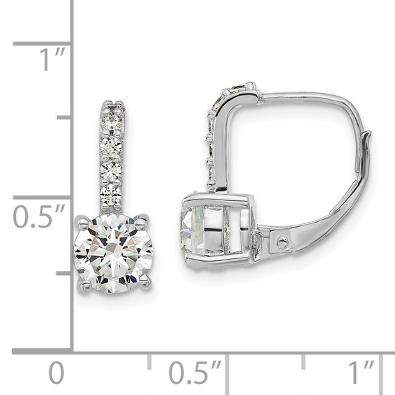 Sterling Silver Rhodium-plated Diamonore CZ Leverback Dangle Earrings