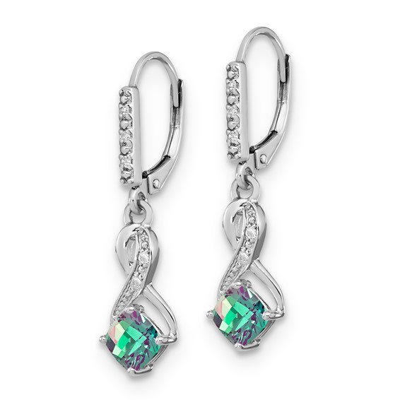 Gemstone & Diamond Leverback Dangle Earrings