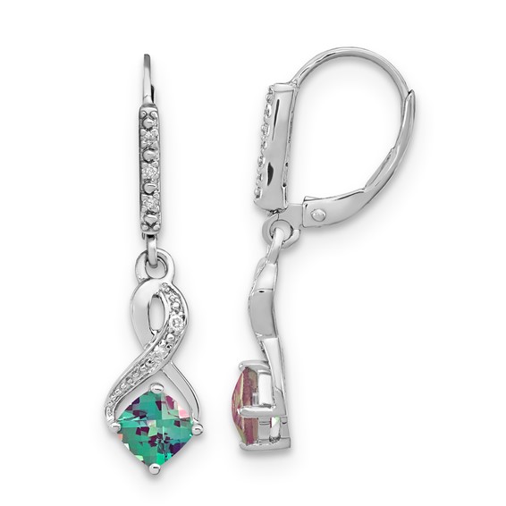 Gemstone & Diamond Leverback Dangle Earrings