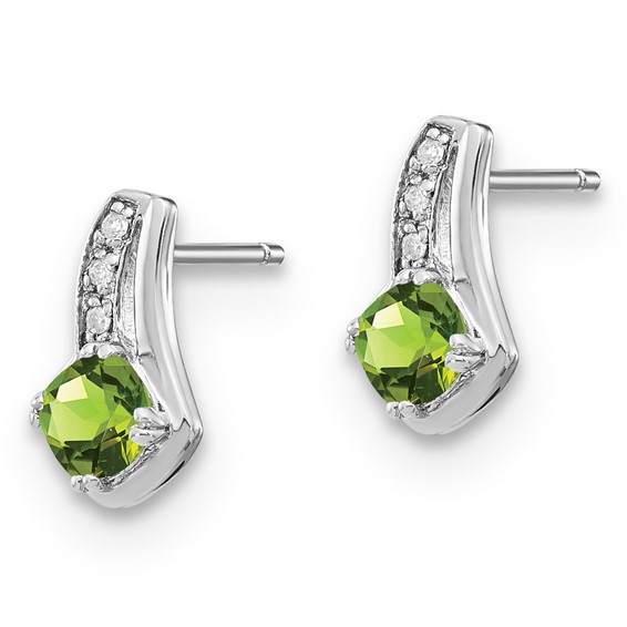 SS Peridot & Diamond Earrings