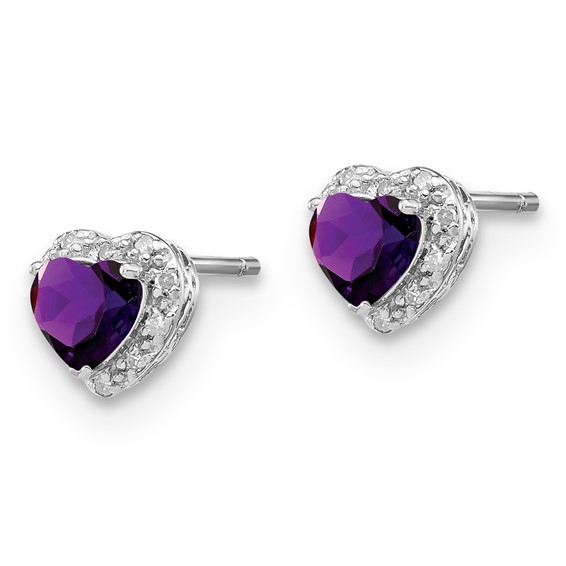 SS Amethyst & Diamond Earrings