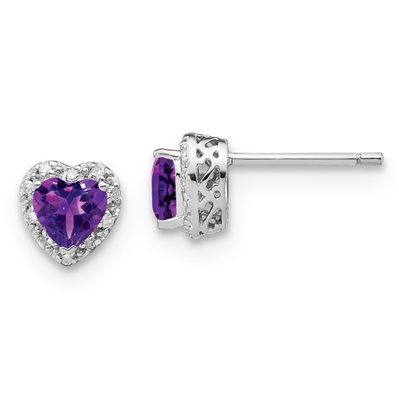 SS Amethyst & Diamond Earrings