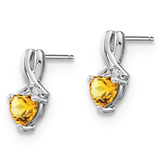 SS Citrine & Diamond Earrings