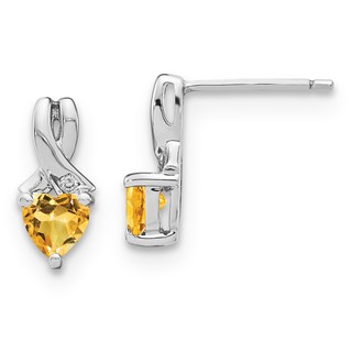 SS Citrine & Diamond Earrings