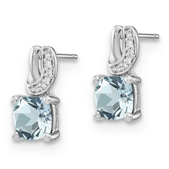 SS Aquamarine & Diamond Earrings
