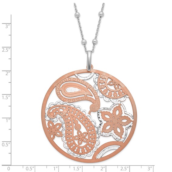 Leslie's Sterling Silver Rose-tone Flash-plated Paisley w/ 2in ext Necklace