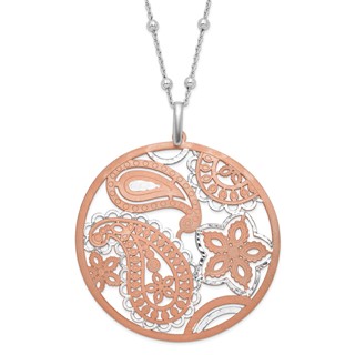Leslie's Sterling Silver Rose-tone Flash-plated Paisley w/ 2in ext Necklace