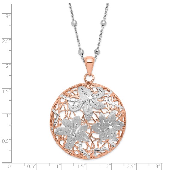 Leslie's Sterling Silver Rose-tone 18k Flash-plated w/ 2in ext Necklace