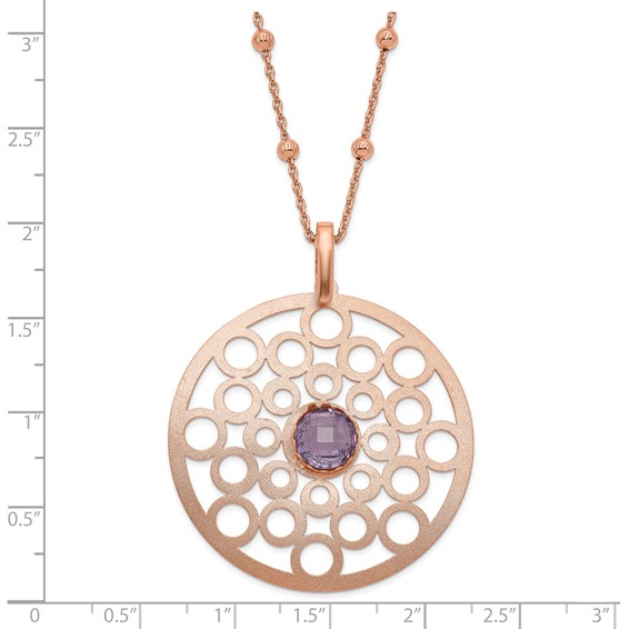 Leslie's Sterling Silver & 18k Flash Rose-tone Amethyst Circle Necklace