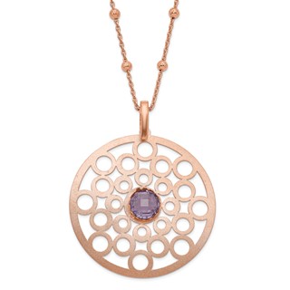 Leslie's Sterling Silver & 18k Flash Rose-tone Amethyst Circle Necklace