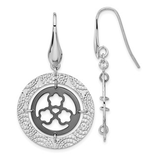 Leslie's Sterling Silver and Ruthenium-plated Textured Circle Earrings