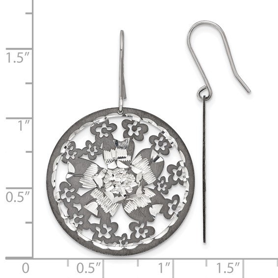 Leslie's Sterling Silver and Ruthenium-plated Floral Earrings