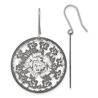 Leslie's Sterling Silver and Ruthenium-plated Floral Earrings