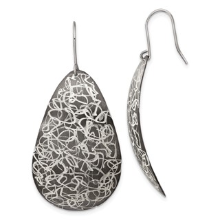 Leslie's Sterling Silver and Ruthenium Shepherd Hook Earrings