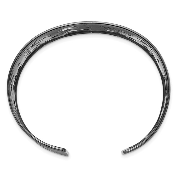 Leslie's Sterling Silver and Ruthenium-plated Diamond-cut Cuff Bangle