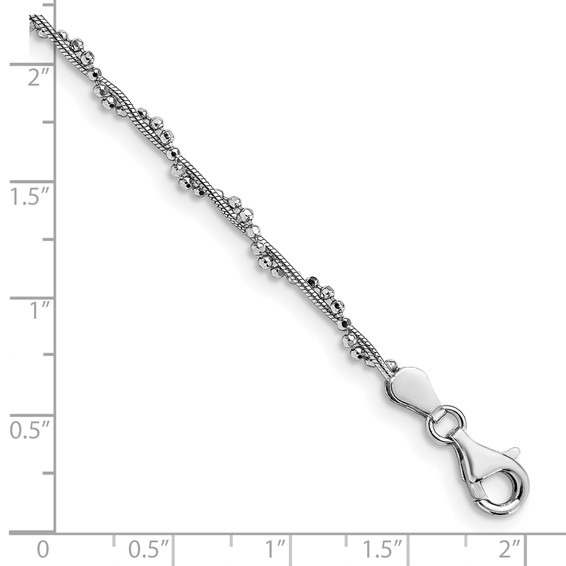 Leslie's Sterling Silver Rhodium-plated Twist 10 inch Plus 1 inch Extender - Total 11 inch Anklet