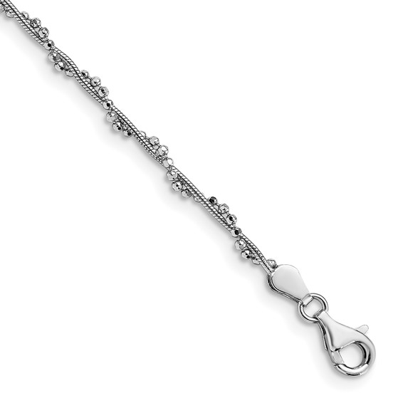 Leslie's Sterling Silver Rhodium-plated Twist 10 inch Plus 1 inch Extender - Total 11 inch Anklet