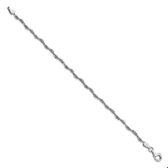 Leslie's Sterling Silver Rhodium-plated Twisted Bead Bracelet