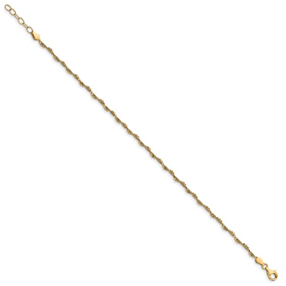 Leslie's Sterling Silver Gold-plated Twist 10 inch Plus 1 inch Extender - Total 11 inch Anklet