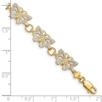 14K Bracelet with White Rhodium Butterfly - 7in view 3