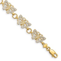 14K Bracelet with White Rhodium Butterfly - 7in view 1