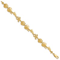 14K Yellow Gold Polished Seashore Theme Bracelet, 7.25" view 2