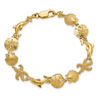 14K Yellow Gold Polished Seashore Theme Bracelet, 7.25" view 4