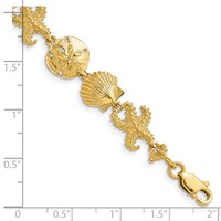 14K Yellow Gold Polished Seashell Theme Bracelet, 7.25" view 3