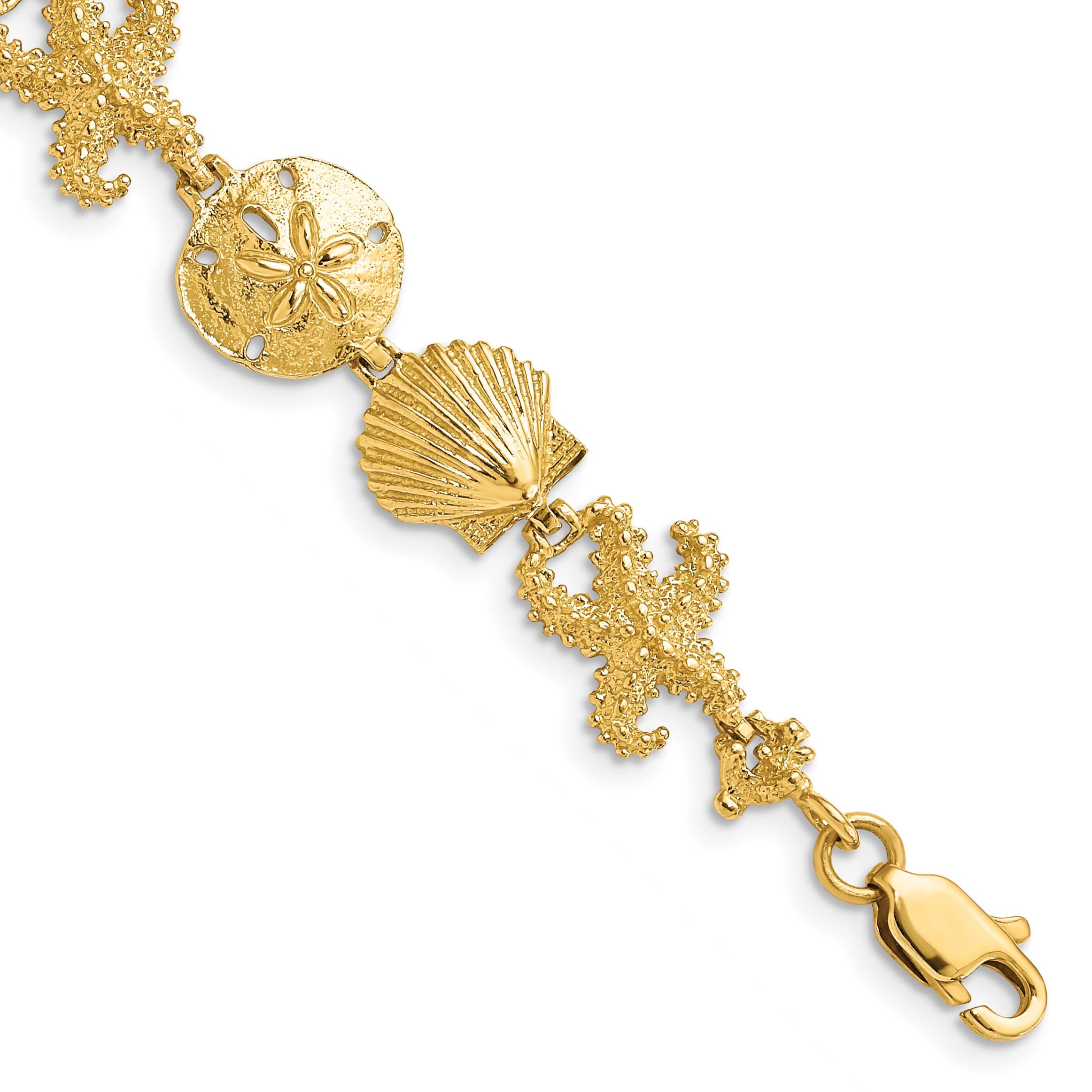 14k Polished Seashell Theme 7.25 inch Bracelet (FB1143-7.25)