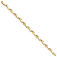 14K Yellow Gold Polished Dolphin Bracelet - 7in view 2