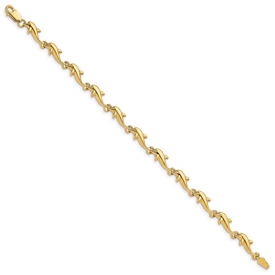 14k Polished Dolphin 7 inch Bracelet