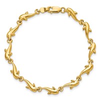 14K Yellow Gold Polished Dolphin Bracelet - 7in view 4