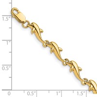 14K Yellow Gold Polished Dolphin Bracelet - 7in view 3