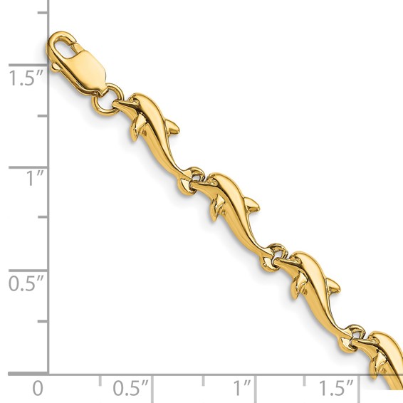 14k Polished Dolphin 7 inch Bracelet
