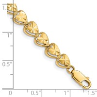 14K Yellow Gold Diamond-cut Hearts Bracelet, 7" view 3