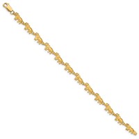 14K Yellow Gold Satin Diamond-cut Elephant Bracelet, 7" view 2